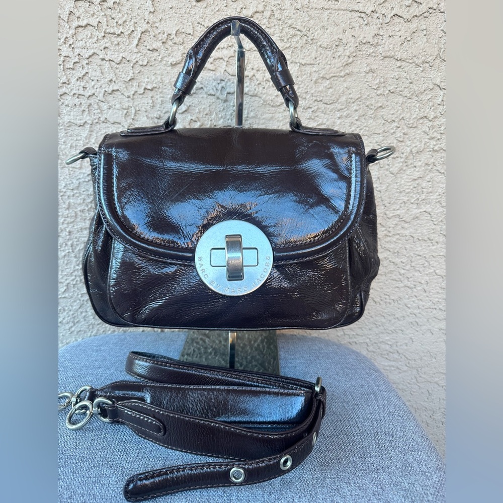 Marc Jacobs Dark Brown Patent Shoulder Bag